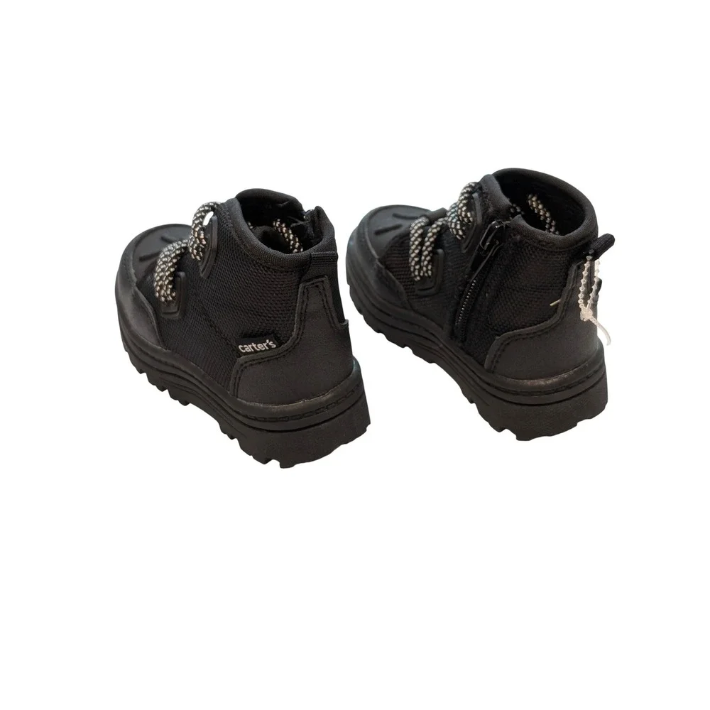 Carters Kids Toddler Black High Top Boots Side Zip Lug Sole Shoes Size 5